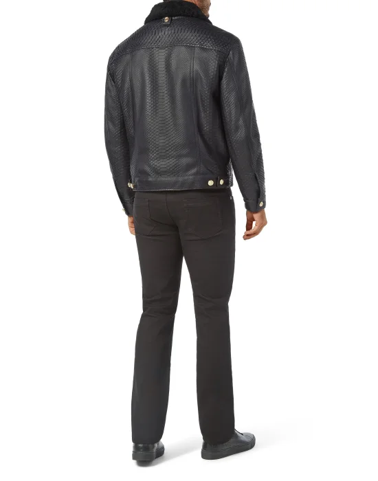 Leather Jacket with Python Luxury