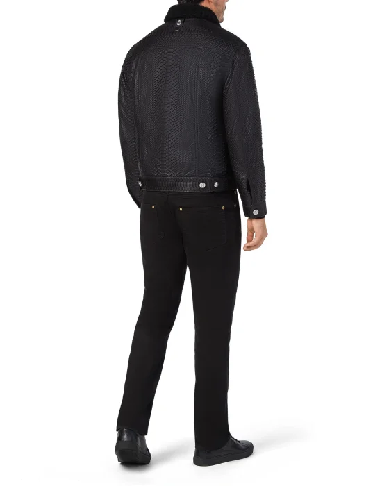 Leather Jacket with Python Luxury