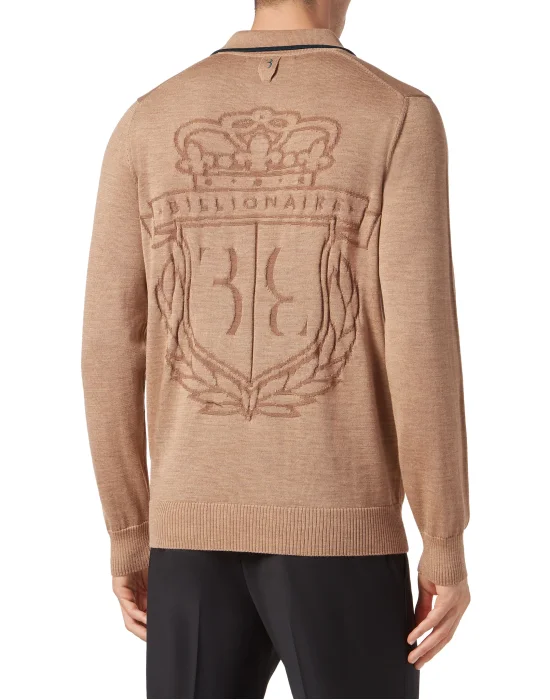 Wool Pullover Polo-Neck LS