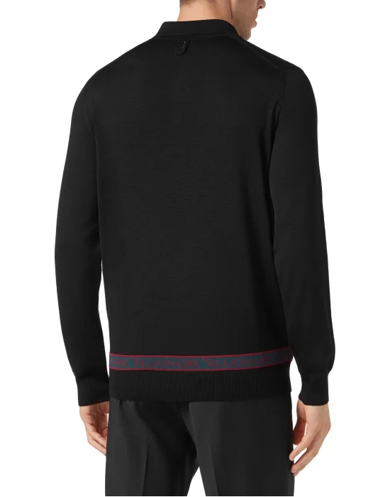 Wool and Silk Pullover Polo-Neck LS