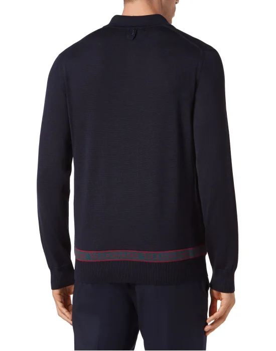 Wool and Silk Pullover Polo-Neck LS