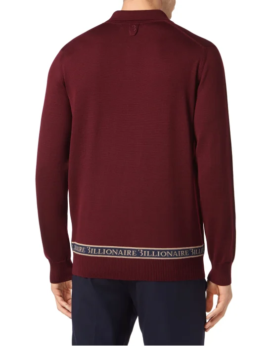 Wool and Silk Pullover Polo-Neck LS