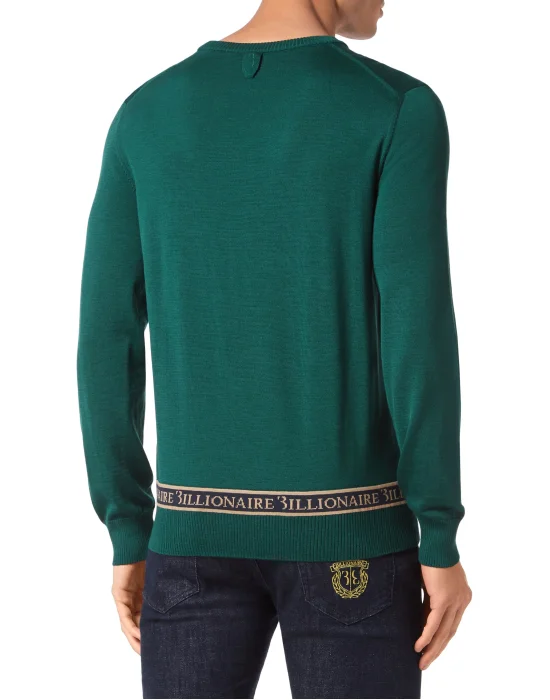Wool and Silk Pullover Round Neck LS