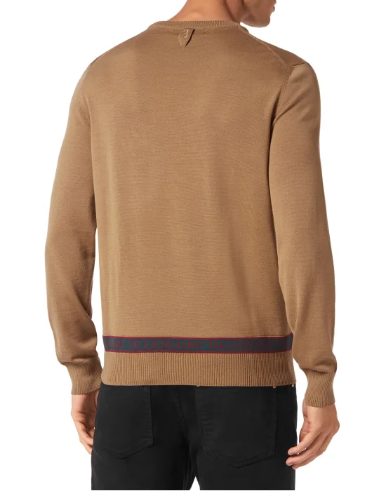 Wool and Silk Pullover Round Neck LS