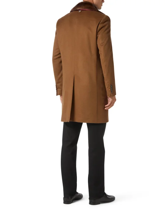 Cashmere Long Coat with Real Fur