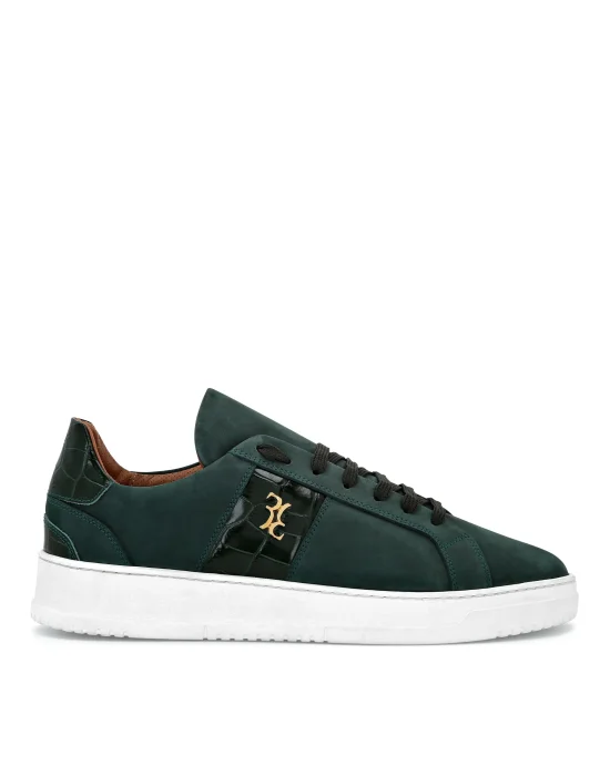 Nabuk and Leather Lo-Top Sneakers
