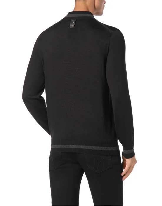 Cashmere & Silk Pullover Zip Mock with Elaphe Inserts