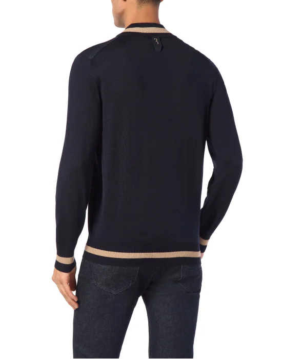 Cashmere & Silk Pullover Zip Mock with Elaphe Inserts