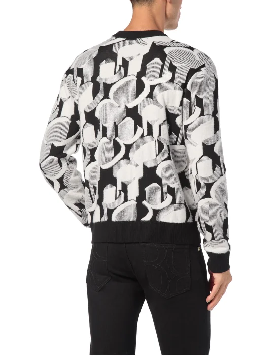 Wool Knit Pullover Round Neck LS Jacquard