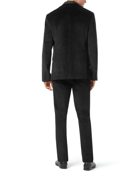 Zip Neck Velvet Blazer