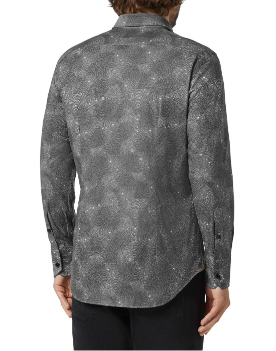 Shirt Silver Cut LS Crystal/Multi Geometric