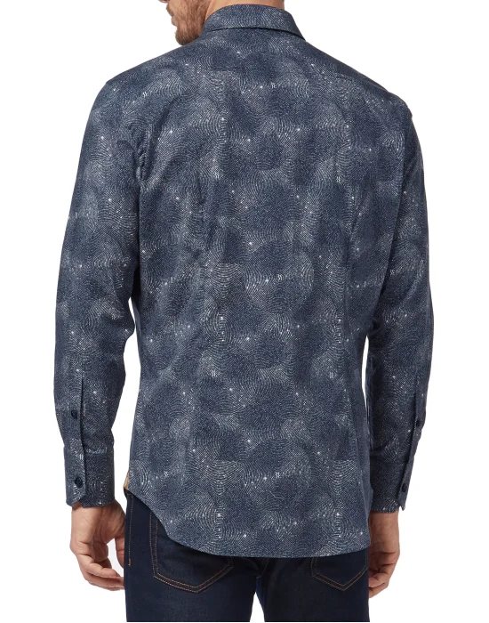 Shirt Silver Cut LS Crystal/Multi Geometric