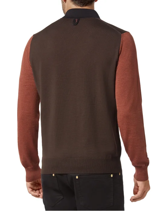 Merino wool Pullover Polo-Neck LS Color Block