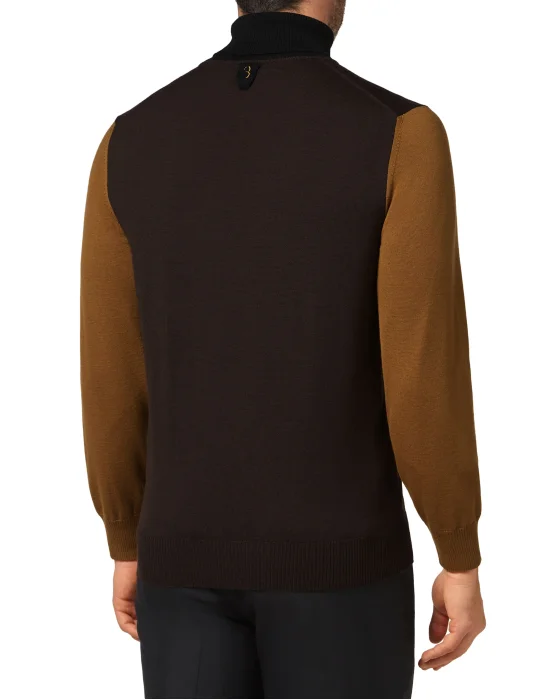 Merino wool Turtle Neck LS Color Block