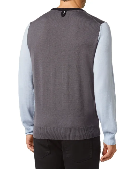 Merino wool Pullover Round Neck LS Color Block