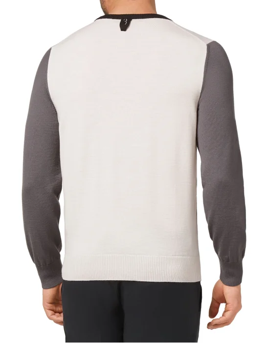 Merino wool Pullover Round Neck LS Color Block