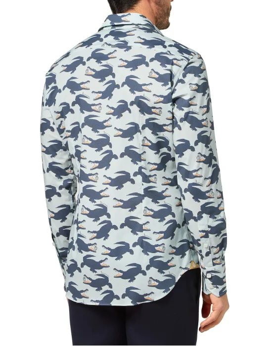 Shirt Silver Cut LS All over print Crocodile