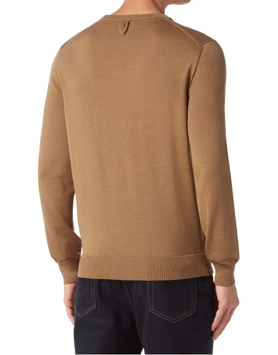 Wool and Silk Pullover Round Neck LS
