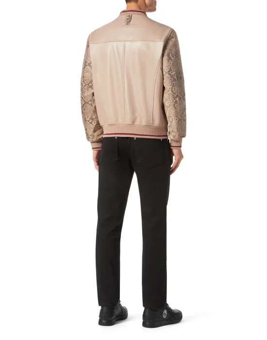 Python Leather Mix Bomber
