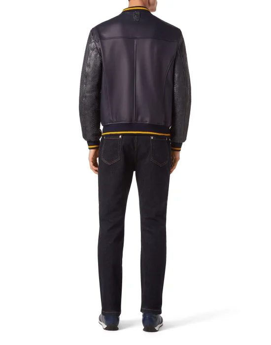 Python Leather Mix Bomber