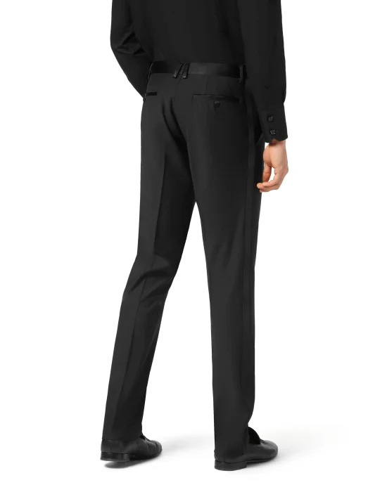 Wool Satin Smocking Trousers