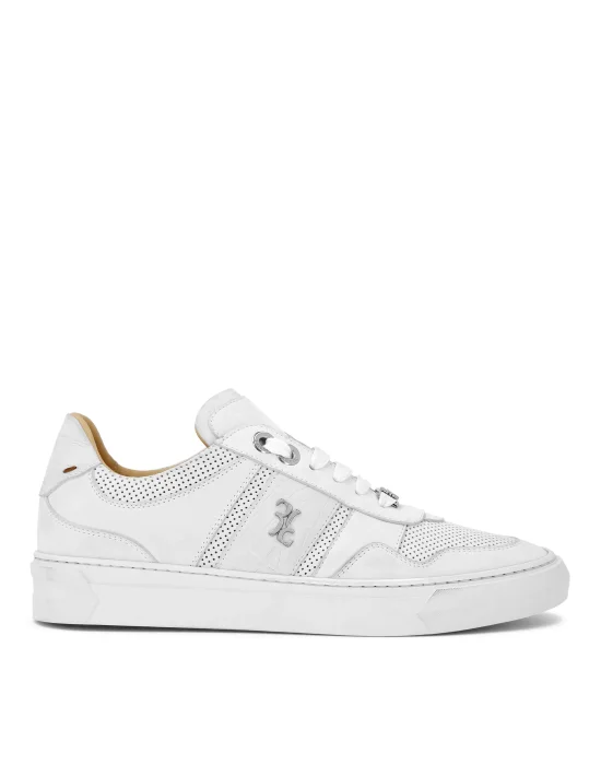 Nubuck Croco Printed Lo-Top Sneakers