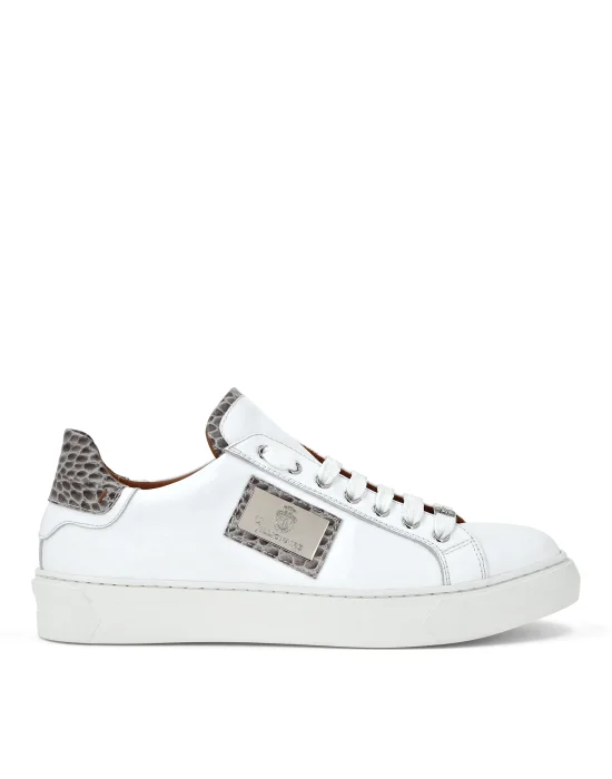 Croco Printed Nappa Leather Lo-Top Sneakers