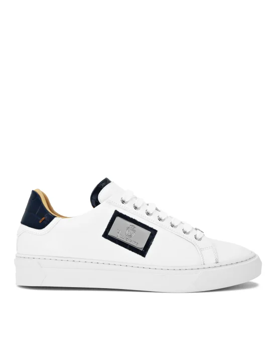 Croco Printed Nappa Leather Lo-Top Sneakers