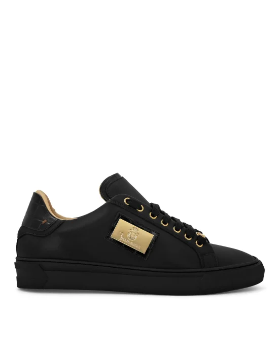 Croco Printed Nappa Leather Lo-Top Sneakers